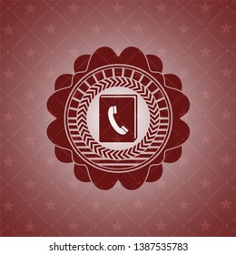 phonebook icon inside red emblem. Retro