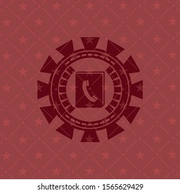 phonebook icon inside red emblem. Vintage.