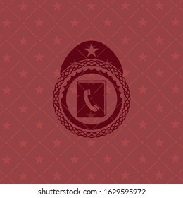 phonebook icon inside red emblem. Vintage.