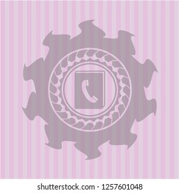 phonebook icon inside retro pink emblem