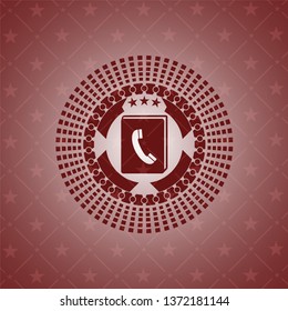 phonebook icon inside retro style red emblem