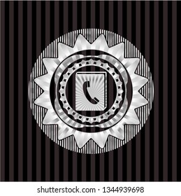 phonebook icon inside silver emblem or badge