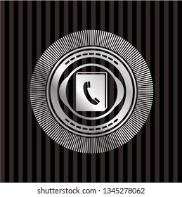 phonebook icon inside silver emblem