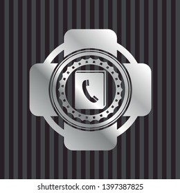 phonebook icon inside silver emblem