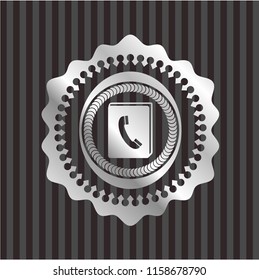 phonebook icon inside silver shiny badge