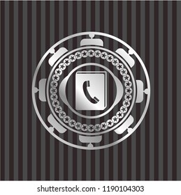 phonebook icon inside silver shiny emblem