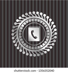 phonebook icon inside silver shiny emblem