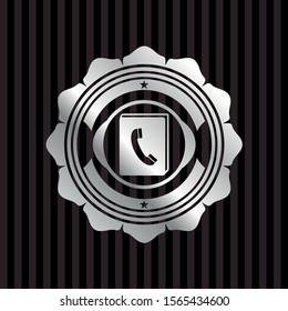 phonebook icon inside silver shiny badge