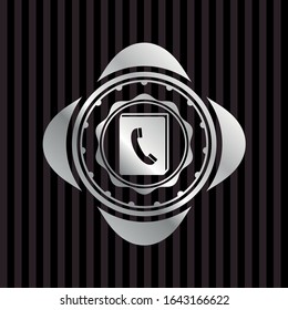 phonebook icon inside silver shiny badge