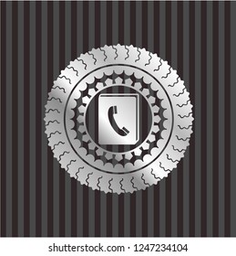 phonebook icon inside silvery badge or emblem