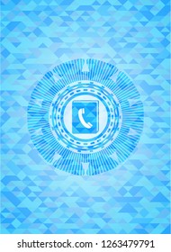 phonebook icon inside sky blue mosaic emblem