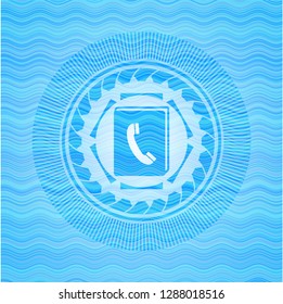 phonebook icon inside sky blue water style badge.