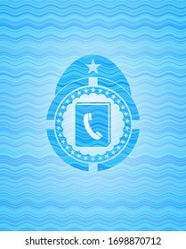 Phonebook-Ikone in der Wasserrepräsentation Stil Emblem.