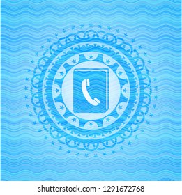 phonebook icon inside water style badge.