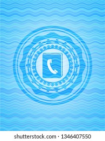 phonebook icon inside water wave concept emblem background.