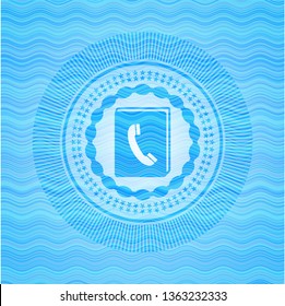 phonebook icon inside water wavec oncept emblem.