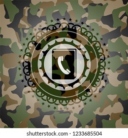 phonebook icon on camo pattern