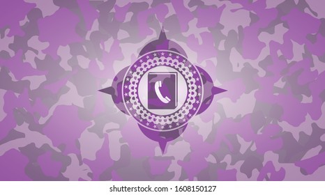phonebook icon on pink camo texture