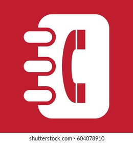 Phonebook icon on red background