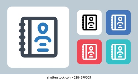 Phonebook Icon - Vector Illustration . Contact, Phonebook, User, Phone, Book, Address, Manual, Contacts, Account, Profile, Number, List, Line, Outline, Flat, Icons .