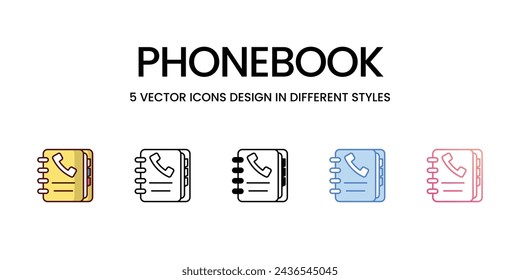 Telefonbuch-Symbole festgelegt. Geeignet für Web Page, Mobile App, UI, UX und GUI Design, Vektor Stock Illustration