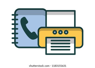 phonebook with printer isolated icon
