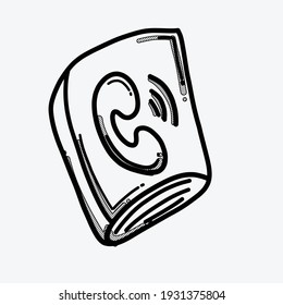 Icono vectorial de la libreta de teléfonos. Línea dibujada a mano en la ilustración del esbozo de dibujo.