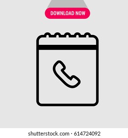 Phonebook Vector Icon, The outlined symbol of phone numbers book. Simple, modern flat vector illustration for mobile app, website or desktop app   