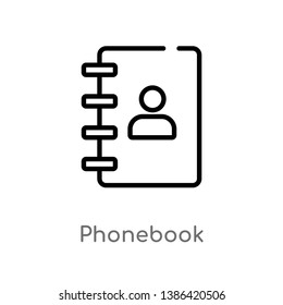 phonebook vector line icon. Simple element illustration. phonebook outline icon from strategy concept. Can be used for web and mobile