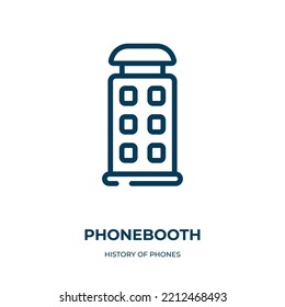 Phonebooth icon. Linear vector illustration from history of phones collection. Outline phonebooth icon vector. Thin line symbol for use on web and mobile apps, logo, print media.