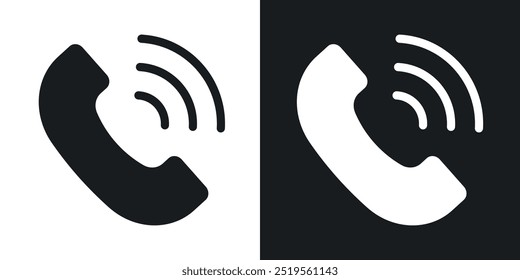 Phoneline vector icon set in solid and outline style.