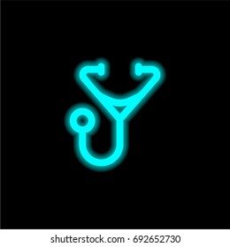 Phonendoscope blue glowing neon ui ux icon. Glowing sign logo vector