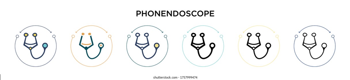 Phonendoscope icon in filled, thin line, outline and stroke style. Vector illustration of two colored and black phonendoscope vector icons designs can be used for mobile, ui, web