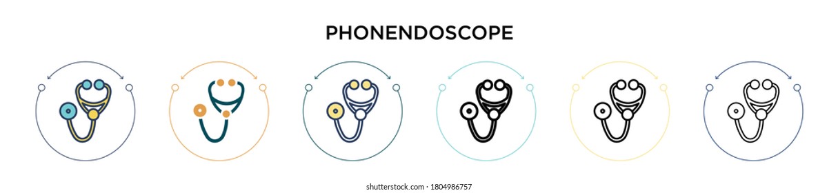 Phonendoscope icon in filled, thin line, outline and stroke style. Vector illustration of two colored and black phonendoscope vector icons designs can be used for mobile, ui, web