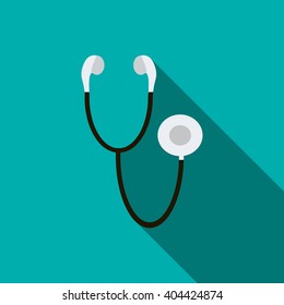 Phonendoscope icon, flat style