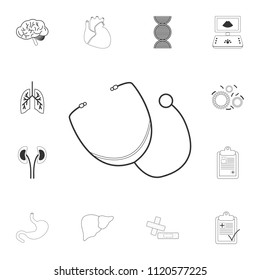 Phonendoscope icon. Simple element illustration. Phonendoscope symbol design from Medical collection set. Can be used for web and mobile on white background