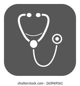 The phonendoscope icon. Stethoscope symbol. Flat Vector illustration. Button