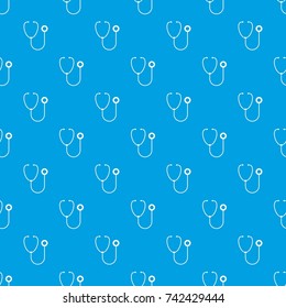 Phonendoscope pattern repeat seamless in blue color for any design. Vector geometric illustration