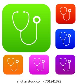 Phonendoscope set icon in different colors isolated vector illustration. Premium collection