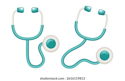 Phonendoscope or stethoscope. Vector 3d clipart isolated on white background.