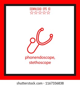 phonendoscope, stethoscope vector icon