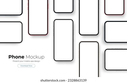 Phones With Blank Screens. Mockup for Mobile App Design. Vector Illustration