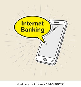 phones with chat bubble internet banking . Vector illustration
