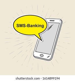 phones with chat bubble sms banking . Vector illustration