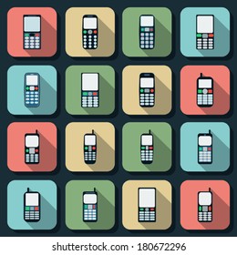Phones flat icons vector set