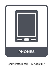 phones icon vector on white background, phones trendy filled icons from Electronic devices collection, phones simple element illustration