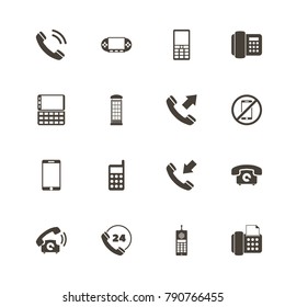 Phones icons. Perfect black pictogram on white background. Flat simple vector icon.