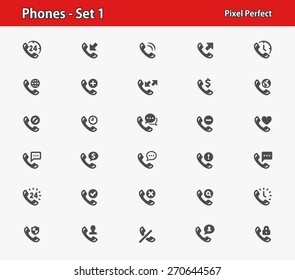 Phones Icons. Professional, pixel perfect icons optimized for both large and small resolutions. EPS 8 format.