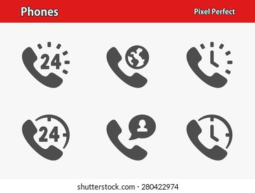 Phones Icons. Professional, pixel perfect icons optimized for both large and small resolutions. EPS 8 format.