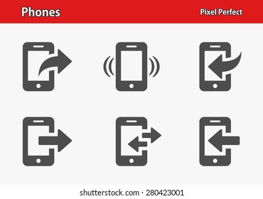 Phones Icons. Professional, pixel perfect icons optimized for both large and small resolutions. EPS 8 format.